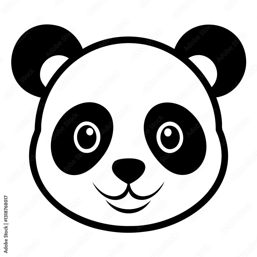 A cute Panda Head black silhouette vector illustration isolated on a transparent background A cute Panda Head black silhouette vector illustration isolated on a transparent background