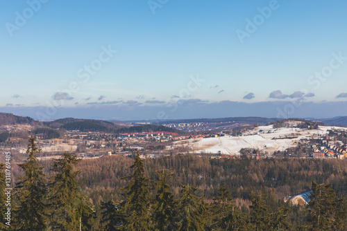 Obraz na płótnie Panorama Wałbrzycha z Dzikowca w salonie