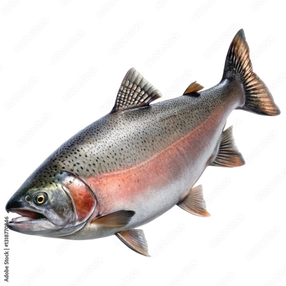 Naklejka premium Wild Alaska Salmon Isolated on White Background