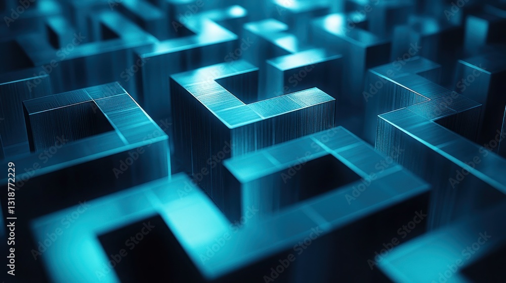 Abstract labyrinth of interconnected cubes Abstract labyrinth of interconnected cubes