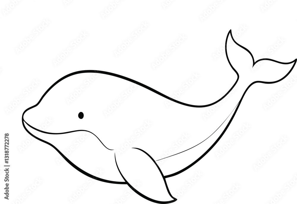 Black Whale Silhouette – Minimalist Marine Mammal Illustration