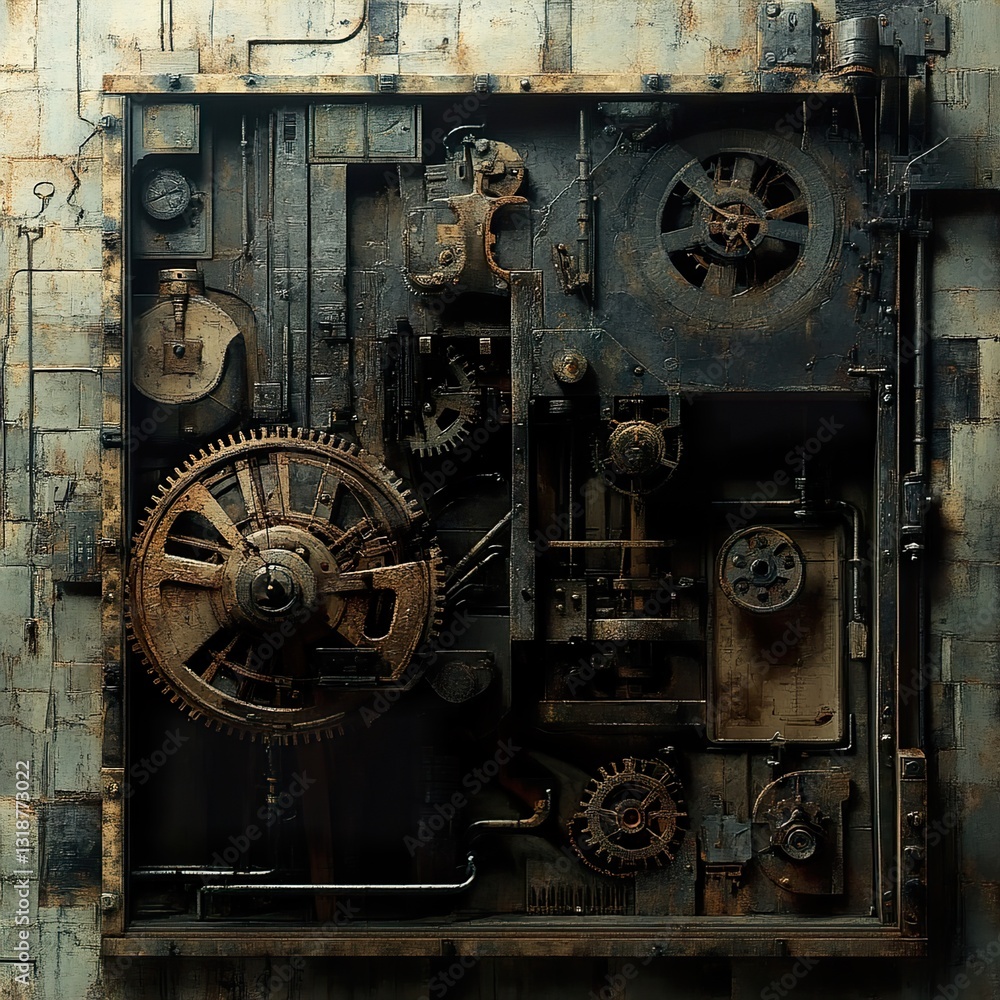 Steampunk Machine: Intricate Gears and Metalwork Steampunk Machine: Intricate Gears and Metalwork