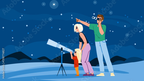 stars stargazing family vector