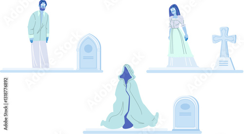 supernatural spirit cemetery ghost vector