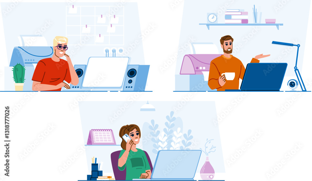 monitor remote work setup vector monitor remote work setup vector