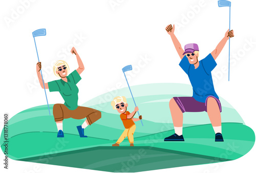 fun mini golf family vector