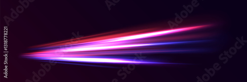 Neon light trails with the effect of speed and movement. Vector illustration