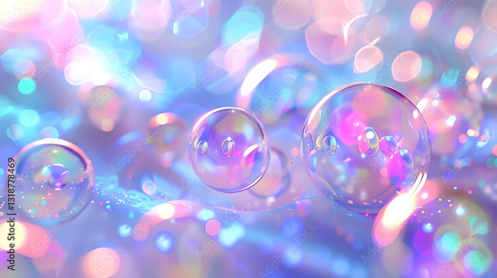 A collection of iridescent bubbles with a pastel-colored background. A collection of iridescent bubbles with a pastel-colored background.