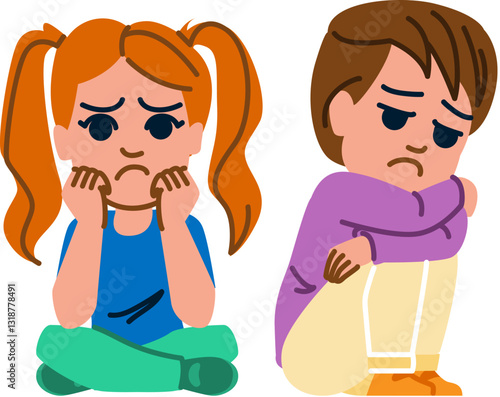 friendless lonely kid vector