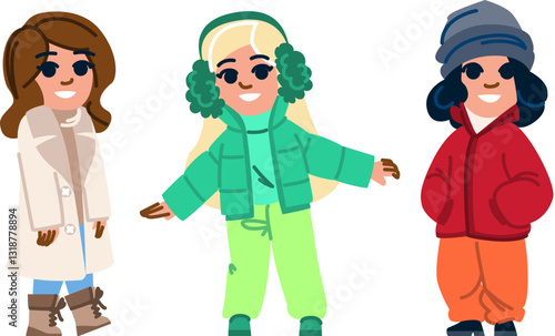 scarf kid girl winter fashion vector