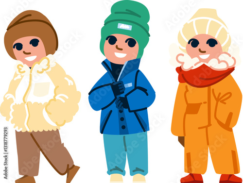 beanie kid boy winter fashion vector