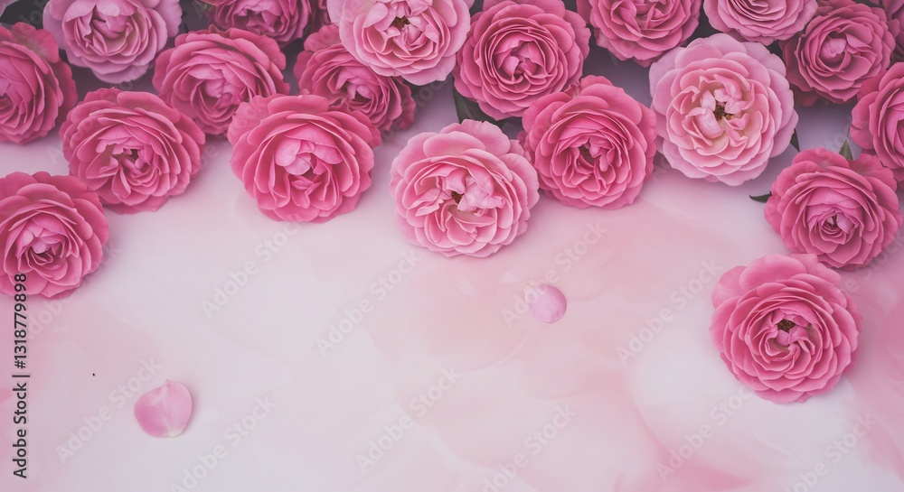 Soft pink roses gently cascading across a delicate pastel background. AI Generated Soft pink roses gently cascading across a delicate pastel background. AI Generated
