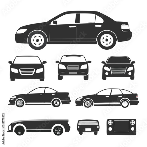 set of cars with black color