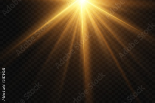 Light effect of flash and glare, light rays. On a transparent background.