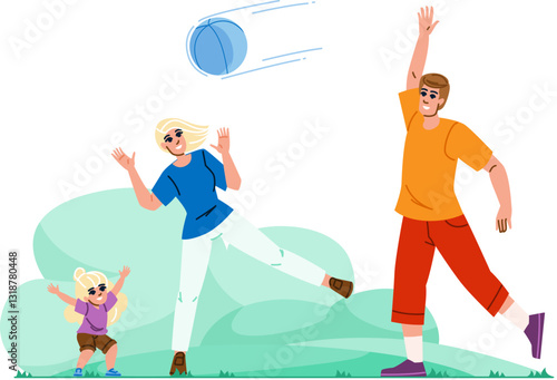 play family playing catch vector