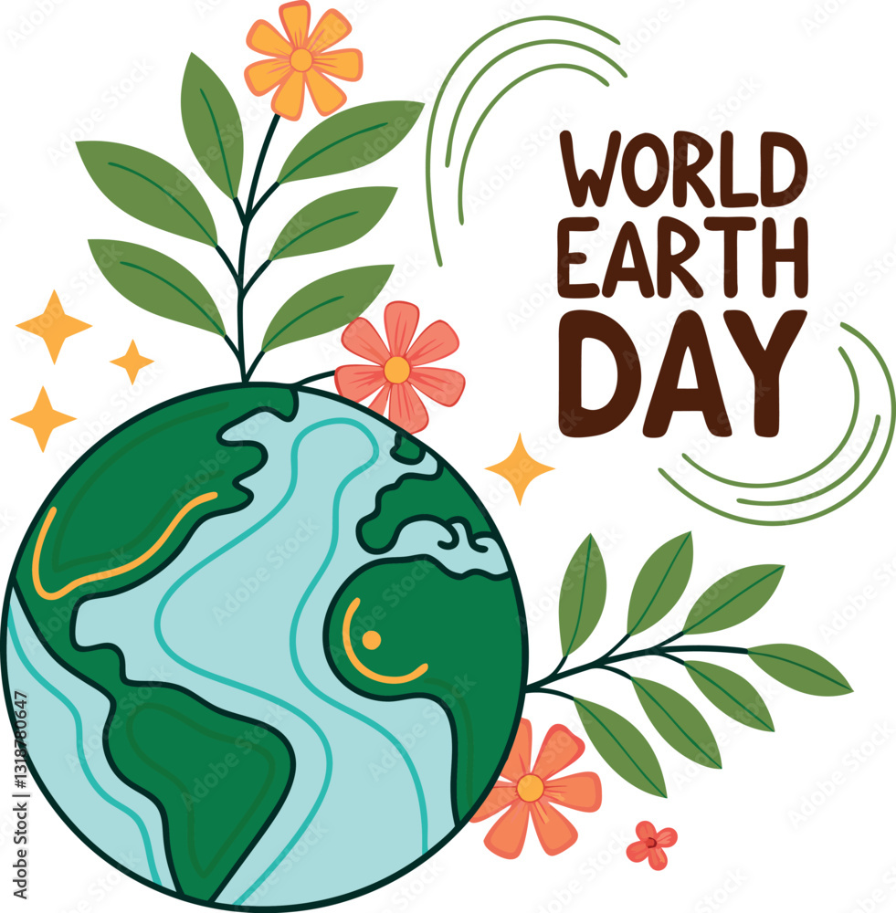 Obraz premium World Earth Day April 22 planet symbol and Happy Earth Day vector illustration