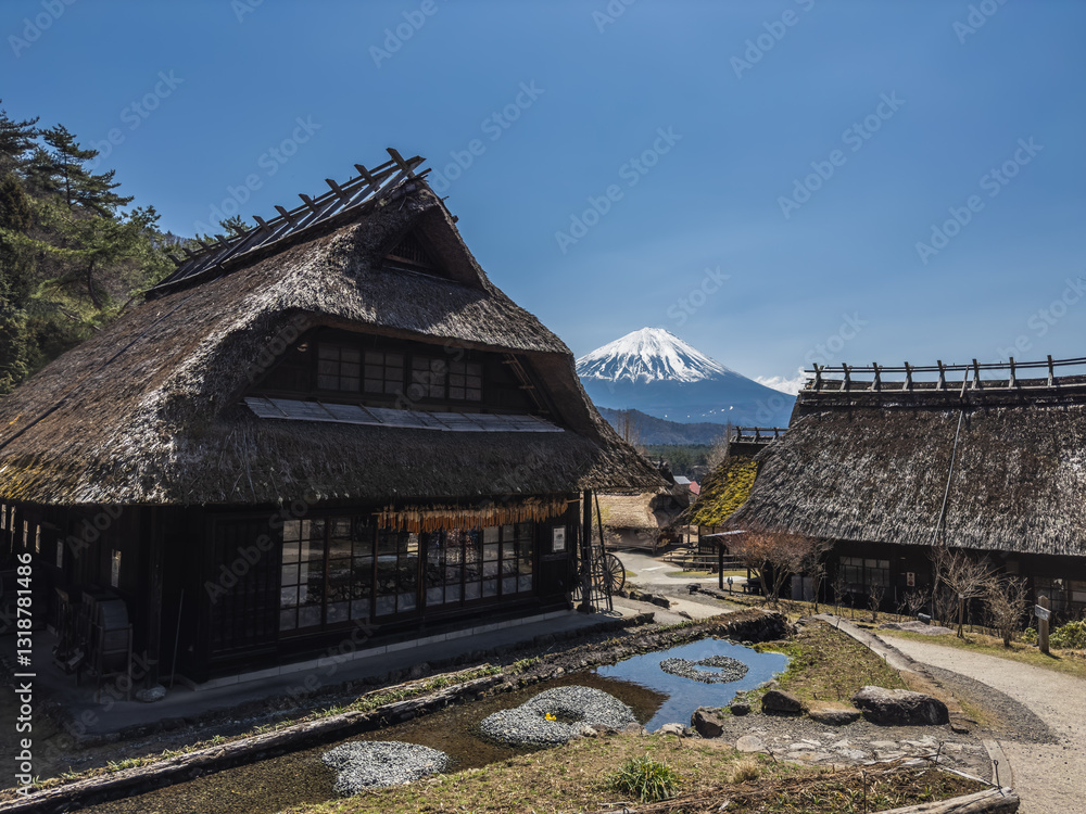 Historic Village with Mount Fuji