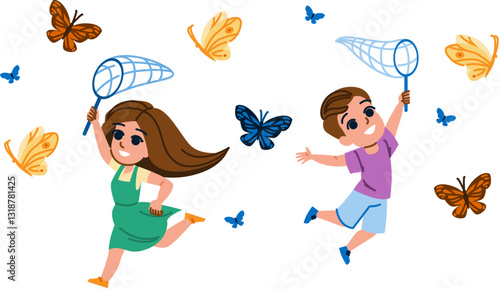 entomology butterfly catch net vector