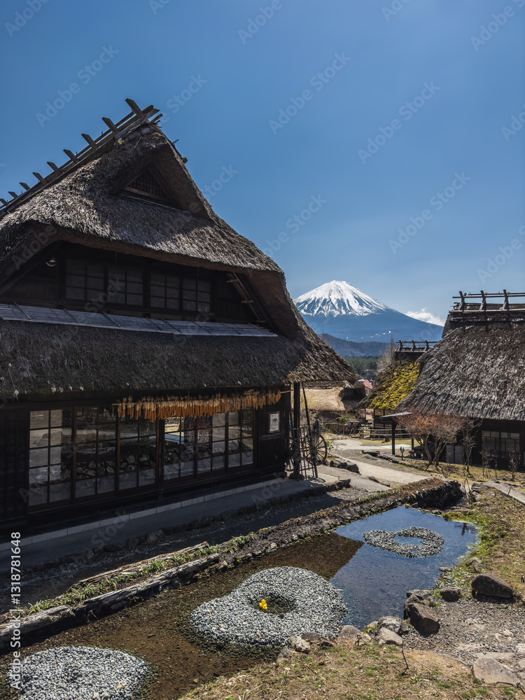 Historic Village with Mount Fuji