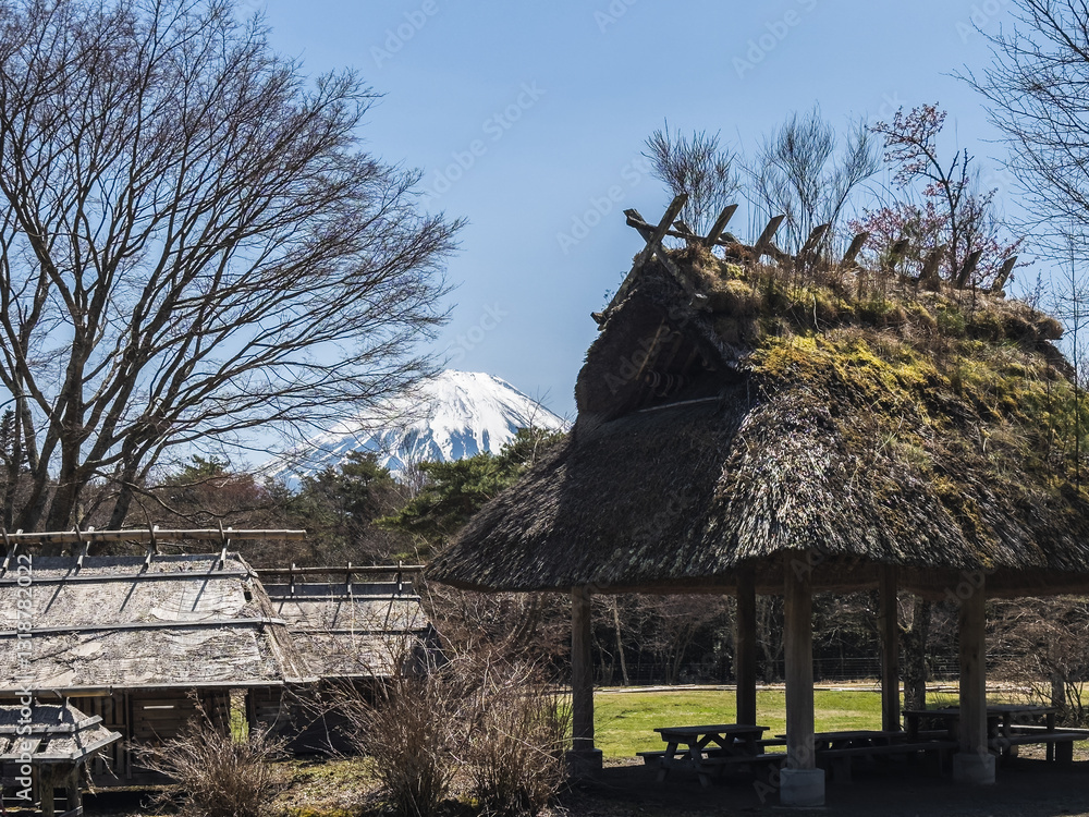 Historic Village with Mount Fuji