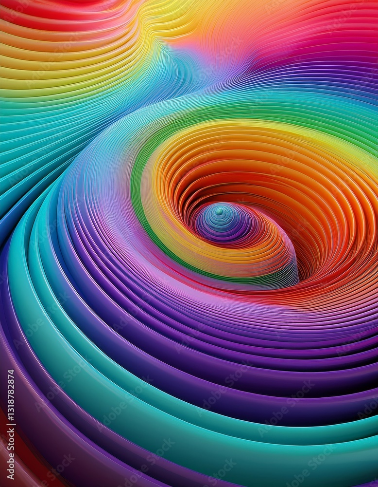 Obraz premium Abstract horizontal background with colorful waves and concentric circles