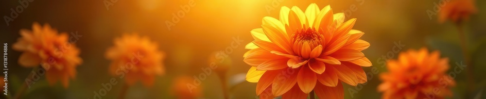 Sunlit orange hue accentuates delicate dahlia features, petal, orange, dahlia Sunlit orange hue accentuates delicate dahlia features, petal, orange, dahlia