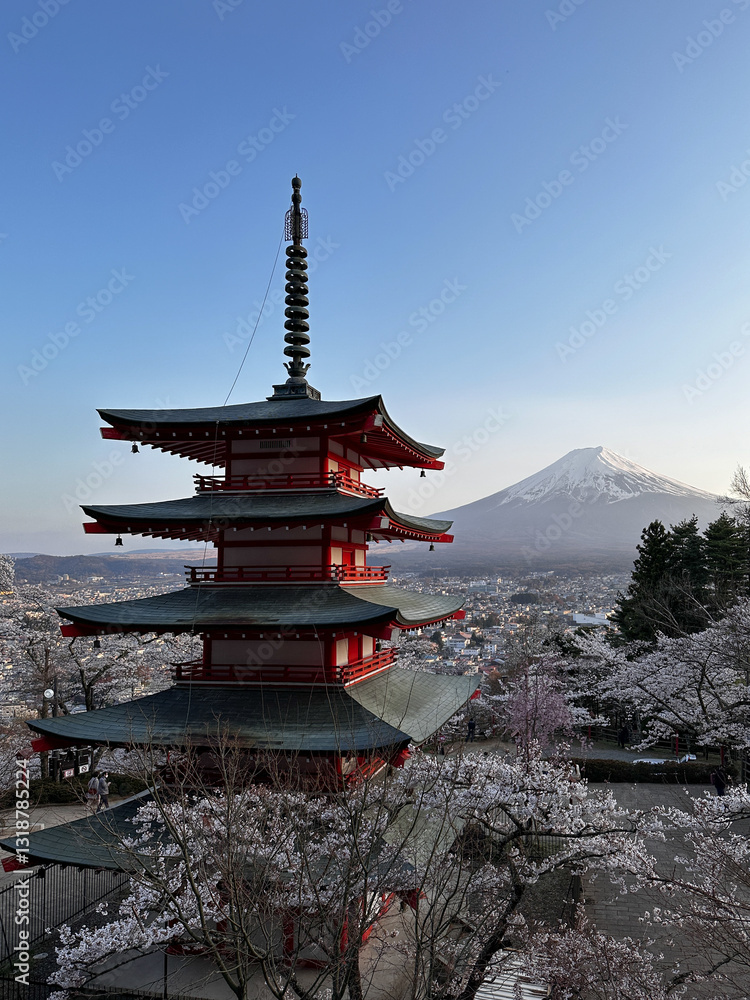 Chureito Pagoda with Mount Fuji Backdrop