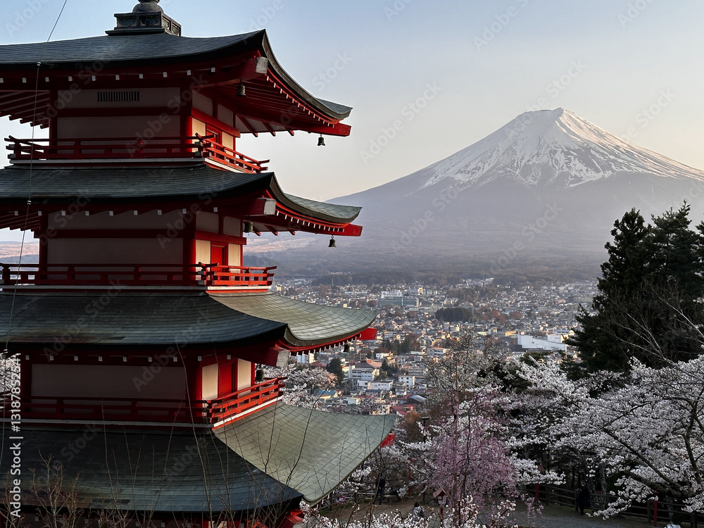 Chureito Pagoda with Mount Fuji Backdrop