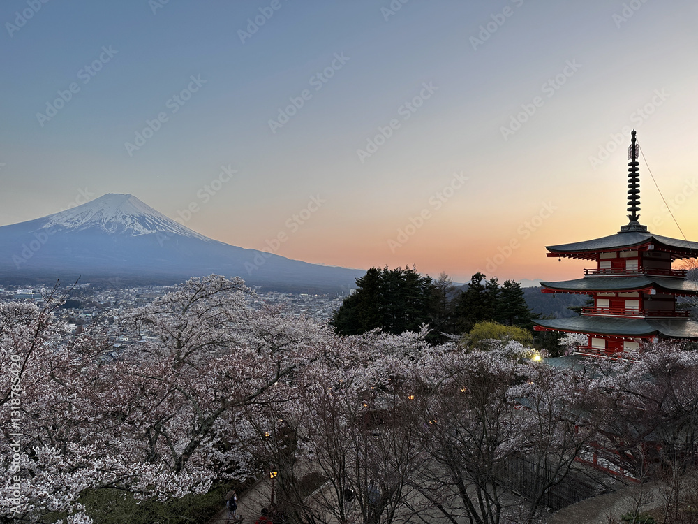 Chureito Pagoda with Mount Fuji Backdrop