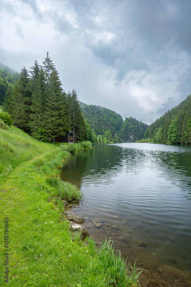 Landscape near Dedinky and Stratena with Hnilec river, National Park Slovak Paradise, Slovakia