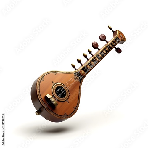 3D Sarangi isolated on a white background