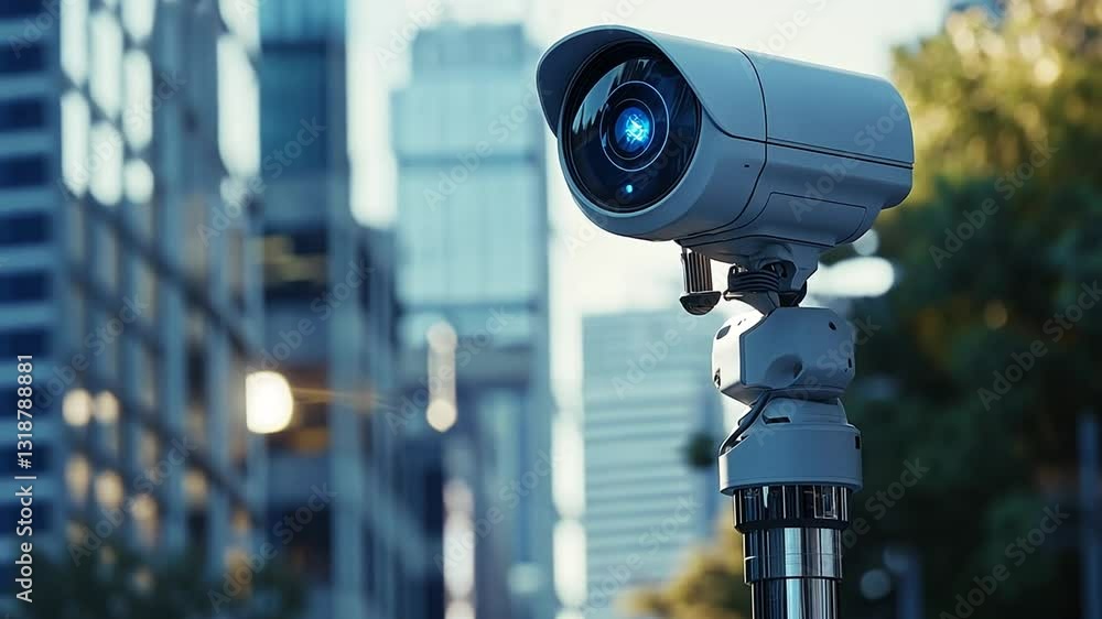 Security camera monitoring urban landscape, protection and modern surveillance system Security camera monitoring urban landscape, protection and modern surveillance system