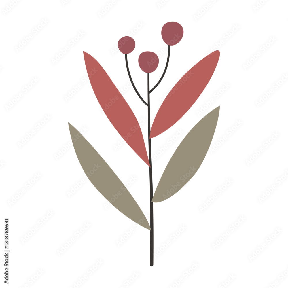 Obraz premium Red berry on a branch with leaves
