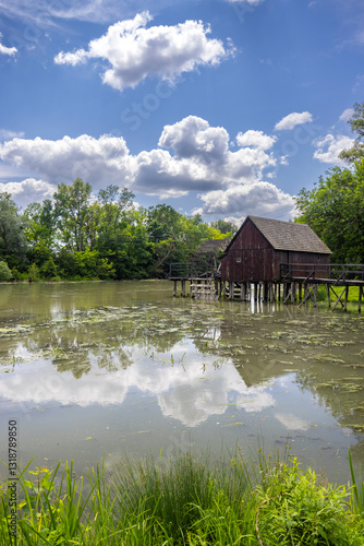 Obraz na płótnie Water wheel mill in Tomasikovo, Slovakia w salonie