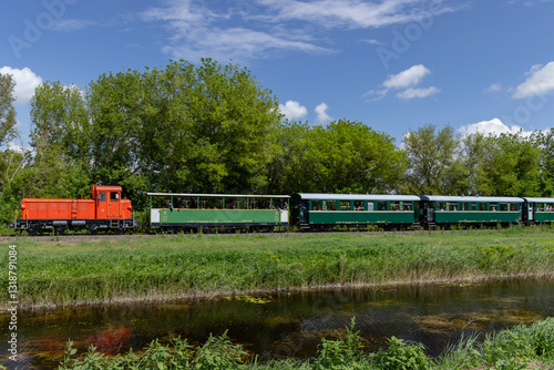 Obraz na płótnie Narrow gauge railway from Balatonfenyves to Csisztafurdo near Balaton, Somogy region, Hungary w salonie