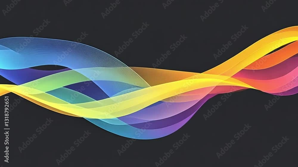 Abstract rainbow wavy lines on dark background Abstract rainbow wavy lines on dark background