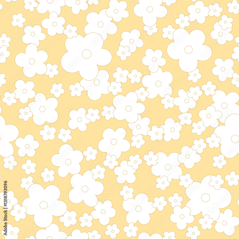 Cute botanical vector seamless pattern. Cartoon tiny flowers, ditsy background. Abstract simple floral illustration. Fun and joyful allover print for fabric, kids clothes, paper, package Cute botanical vector seamless pattern. Cartoon tiny flowers, ditsy background. Abstract simple floral illustration. Fun and joyful allover print for fabric, kids clothes, paper, package