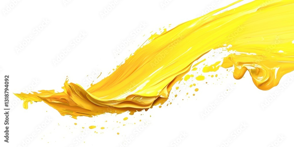 Fototapeta premium A yellow paint splatter on a white background