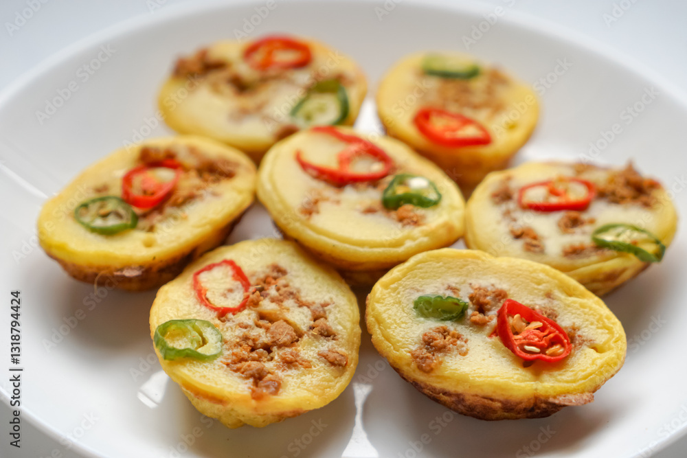 Traditional Malay cake known as Kuih Cara Berlauk.