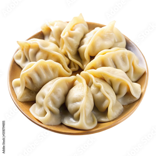 Jiaozi Dumplings Isolated on White Background
