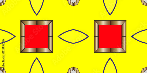 gold pattern on yellow background, beautiful squares patterns