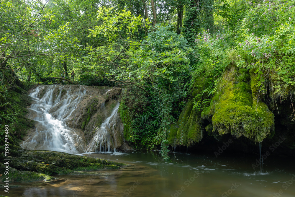 Waterfall Cascade d'Autoire near Autoire in French highlands, departement Lot, Midi-Pyrenees, France