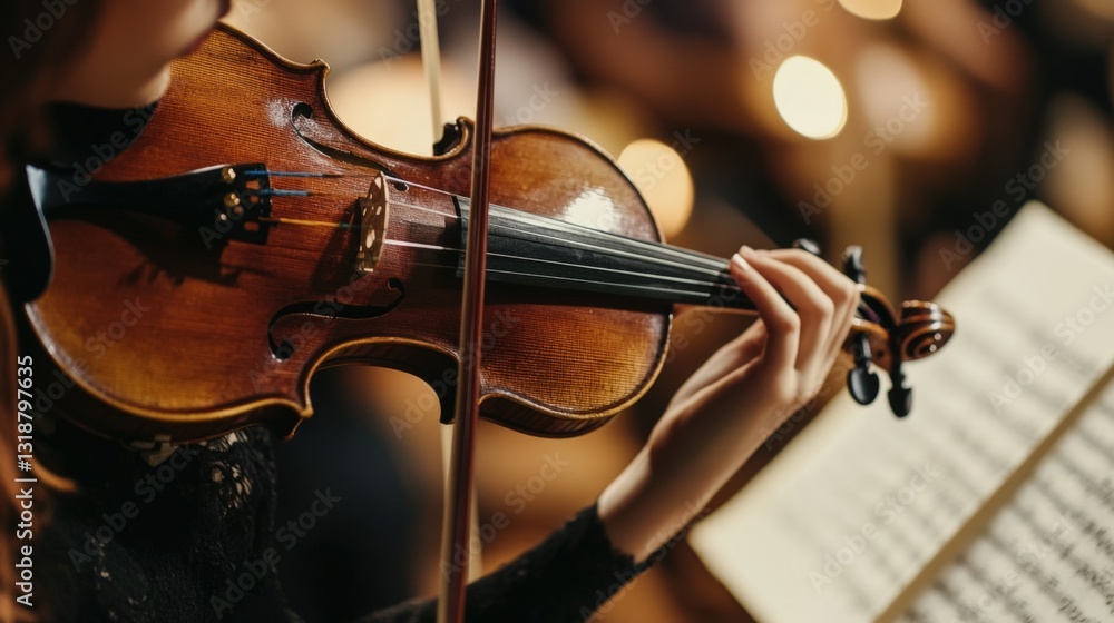 Fototapeta premium Violinist playing in concert
