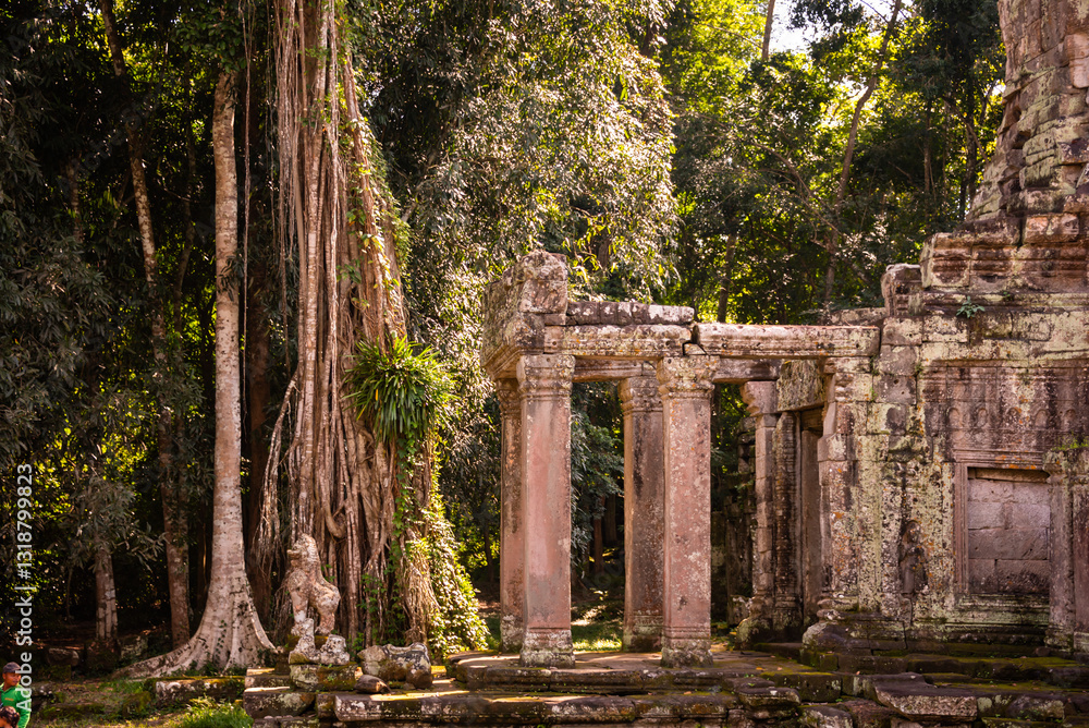 Naklejka premium Angkor ancient temple ruins in Cambodia