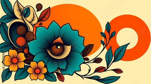 Floral Mystique: An artistic depiction of stylized flowers and leaves, with an abstract aesthetic, showcasing intricate details and vibrant colors, creating a mesmerizing visual.