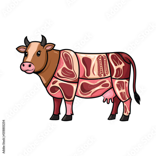 Butcher Cow Clipart Meat Cut Diagram Vector Design for Food