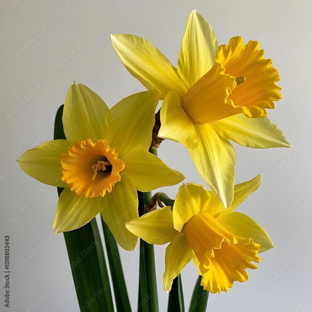 Fototapeta premium yellow daffodil flowers isolated on white background