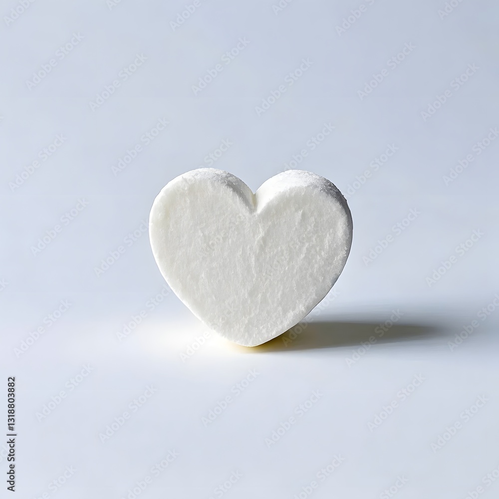 Fototapeta premium Heart shape marshmallow isolated on white background