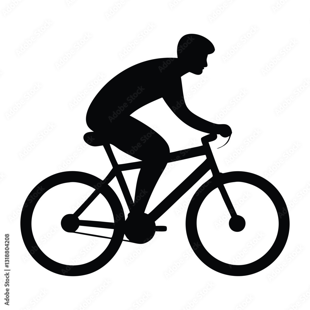 Cyclist Silhouette Vector, Dynamic Bicycle Rider Illustration Depicting an Active Urban Lifestyle on a White Background Cyclist Silhouette Vector, Dynamic Bicycle Rider Illustration Depicting an Active Urban Lifestyle on a White Background