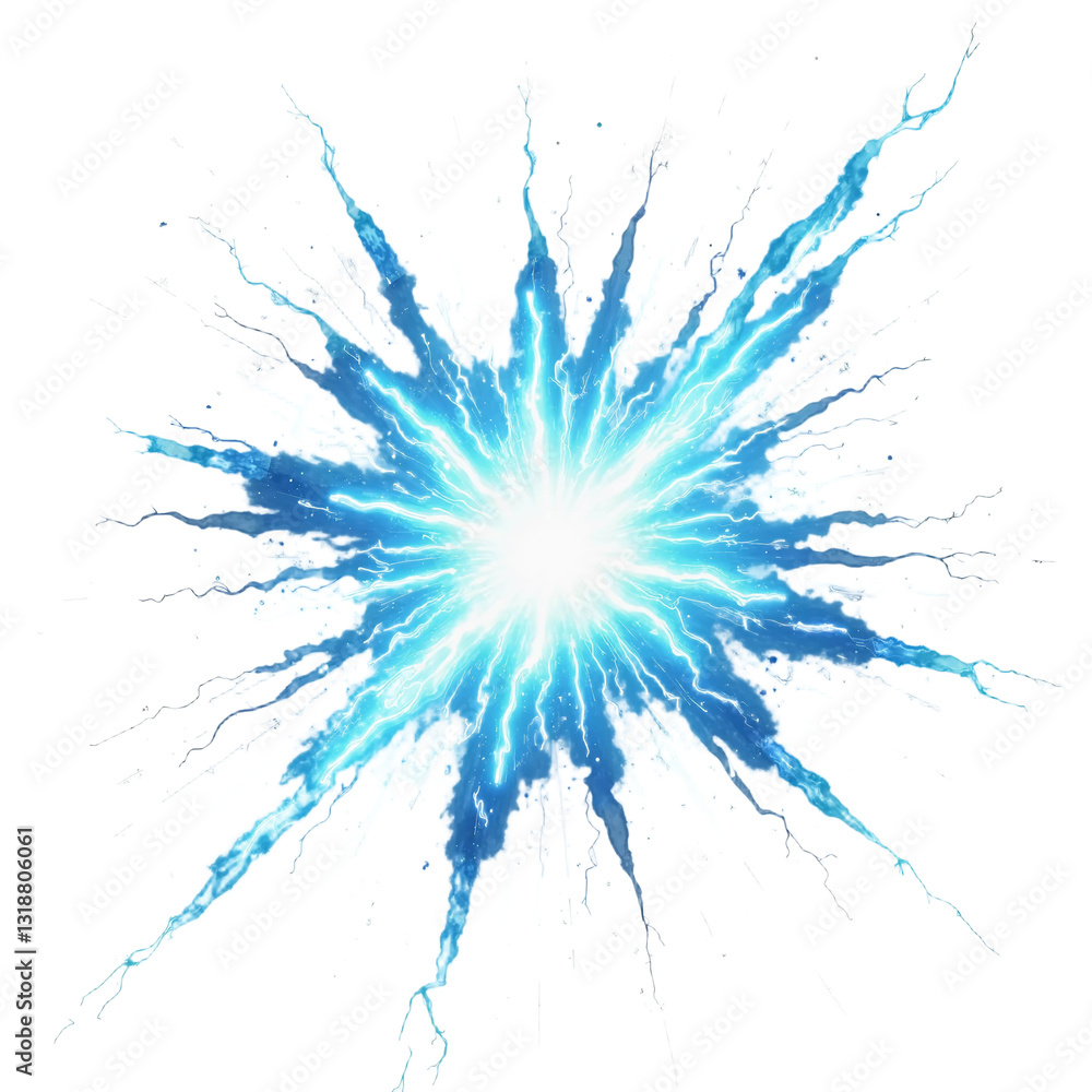 Obraz premium abstract blue rays explosion isolated on transparent background cutout